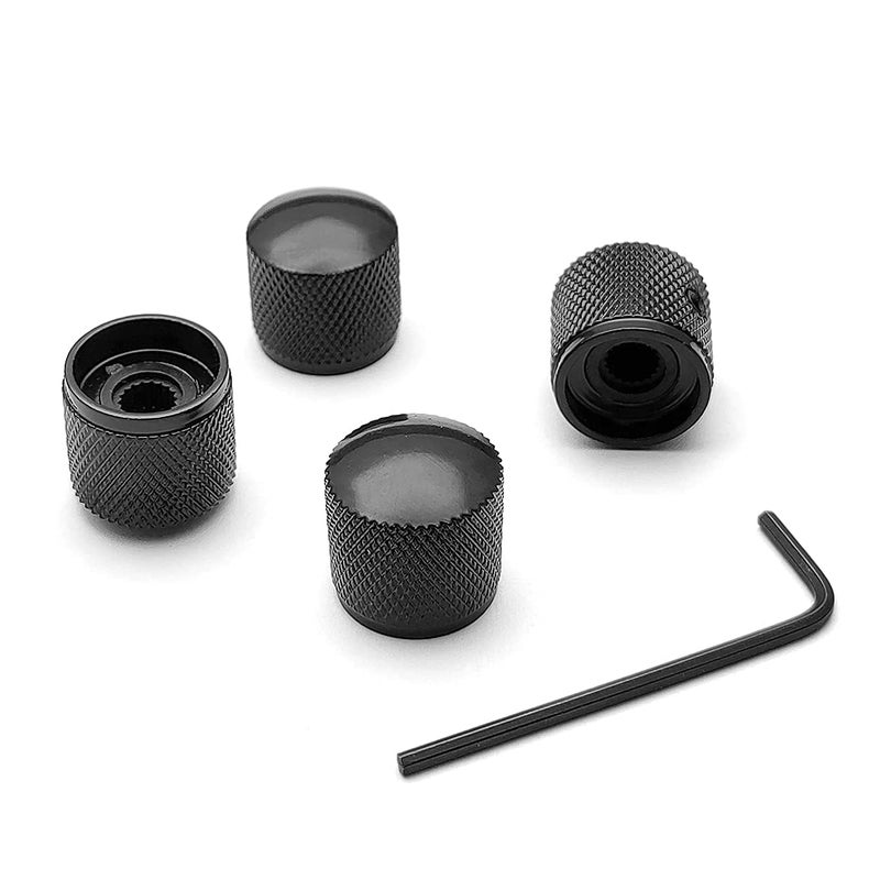 SAPHUE 4 Pcs Metal Volume Tone Dome Tone Guitar Speed Control Knobs with Allen Keys Screws Set for Fender Strat Telecaster Gibson Les Paul Electric Guitar or Bassï¼ˆBlackï¼‰ - Image 1